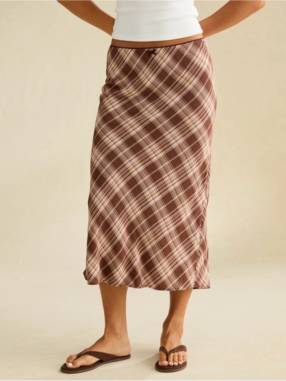 American Eagle Outfitters Low-Rise Slip Midi Skirt